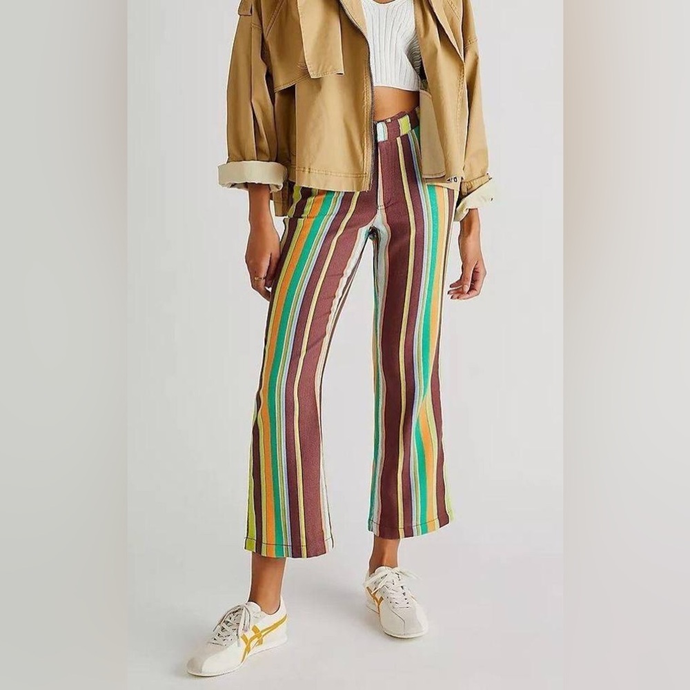 Free People Multicolor Striped Cropped Pants